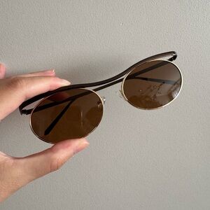 #70 Retro Oval Sunglasses with Brown Lenses and Gold Frame – 145mm Width